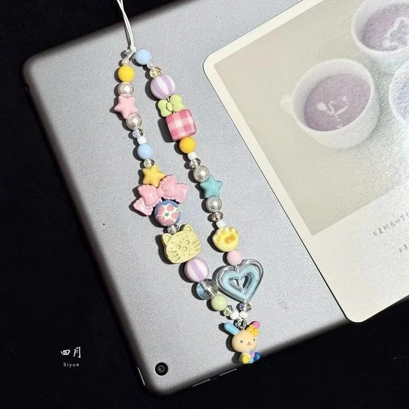 Phone Accessories Chain - تعليقة هاتف كرتونية ملونة بخرز على
