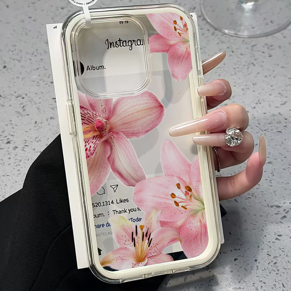 Phone Accessories To Sell - غطاء هاتف شفاف بتصميم زهرة الزنبق